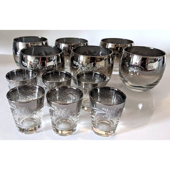 MCM Set Of 6 Dorothy Thorpe Whiskey Brandy Glass Tumbler+ 6 Shots Sandblasted - Picture 3 of 15